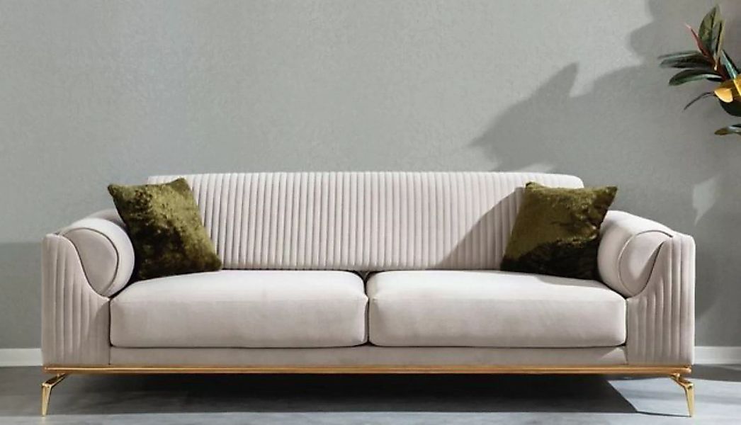 Casa Padrino Sofa Luxus Art Deco Sofa Hellgrau / Braun / Gold 230 x 100 x H günstig online kaufen