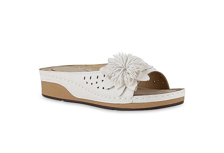 VAN HILL 841043 Sandalette Damen Pantoletten Bequeme Komfort Blume Wedges C günstig online kaufen