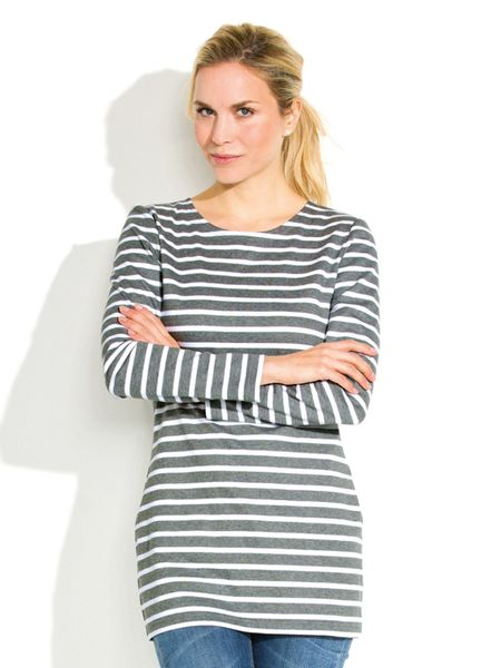 modAS Langarmshirt Damen Long-Shirt Streifen Maritim günstig online kaufen