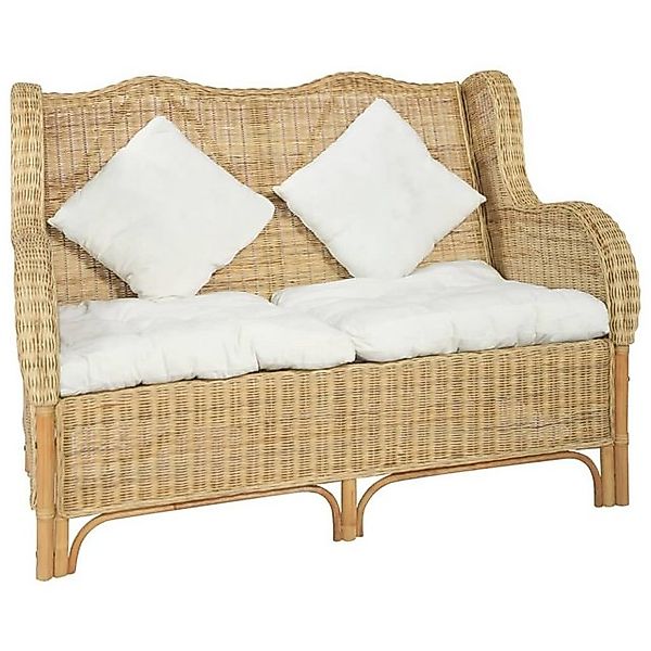 vidaXL Sofa 2 Sitzer Sofa / Sessel aus Rattan mit Kissen aus Leinen, 2 Sitz günstig online kaufen