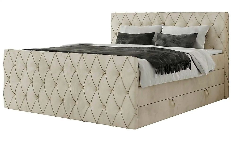 Boxspringbett mit Bettkasten Miren King Duo ¦ beige ¦ Maße (cm): B: 181 H: günstig online kaufen