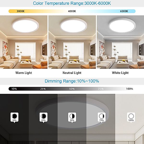 JDONG LED Deckenleuchte Flach Dimmbar mit günstig online kaufen