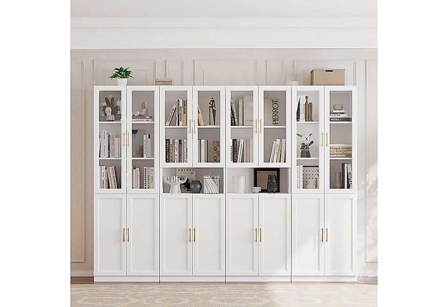 VOWNER Bücherregal mit Glastüren, modernes Großes Aufbewahrungsvitrinen-Set günstig online kaufen