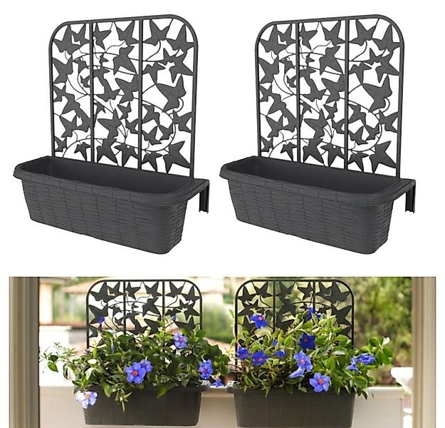 GarPet Blumenkasten 2x Balkonkasten mit Spalier Blumen Kasten 60 Rattan Gel günstig online kaufen