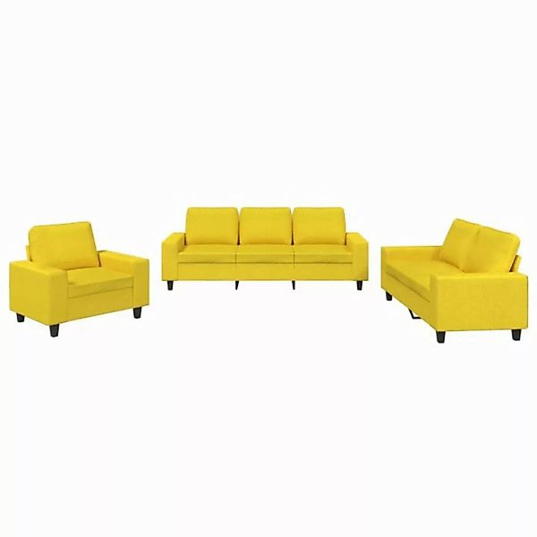 vidaXL Sofa, 3-tlg. Sofagarnitur Hellgelb Stoff günstig online kaufen