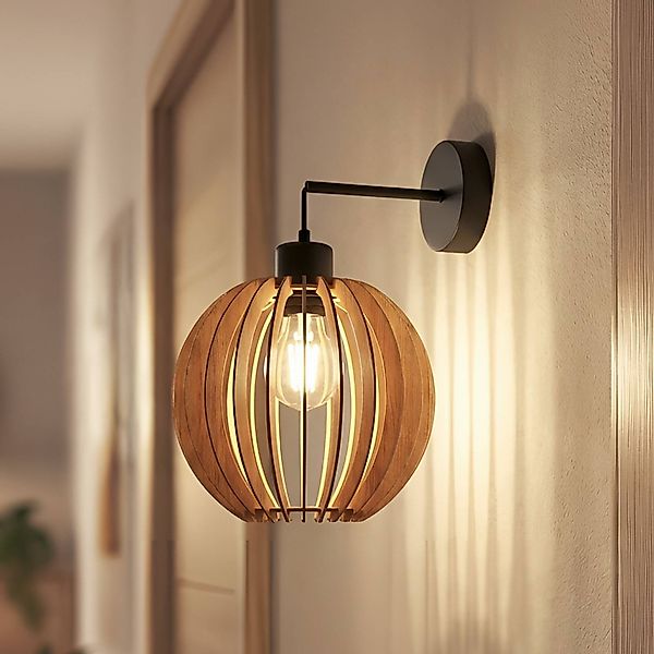 Wandleuchte Clay, Ø 23 cm, Birkensperrholz, Ausleger, E27 günstig online kaufen