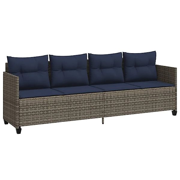vidaXL Sonnenliege mit Kissen Grau Poly Rattan 368333 günstig online kaufen