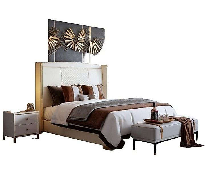 JVmoebel Bett Doppelbett Ehebett Luxur Polsterbett Designbett Textil Betten günstig online kaufen