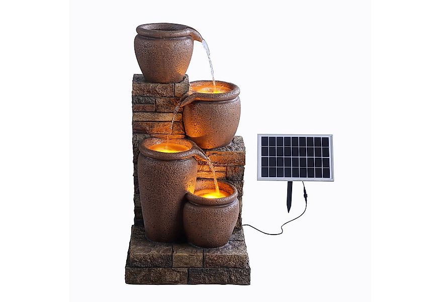 Teamson Home Gartenbrunnen Solarbrunnen in Schalenform Polyresin braun H78 günstig online kaufen