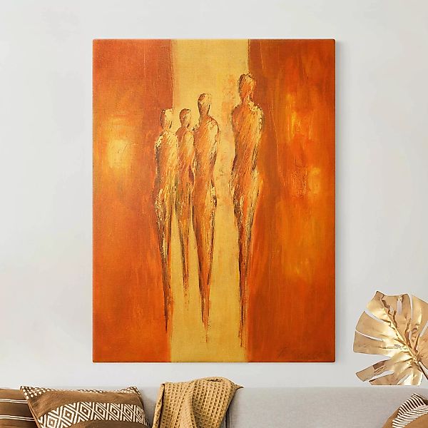 Leinwandbild Vier Figuren in Orange 02 günstig online kaufen