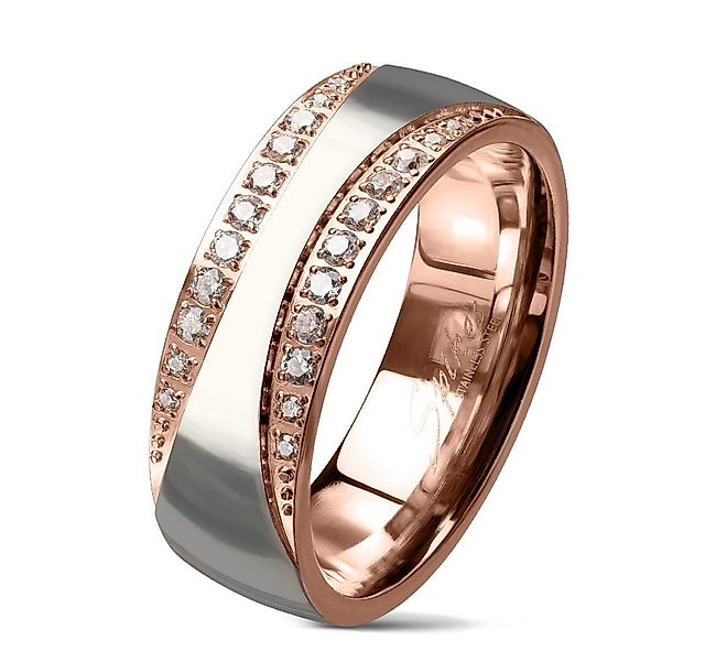 viva-adorno Fingerring Damen Ring Edelstahl Rosegold Silber mit 2 Zirkonia günstig online kaufen