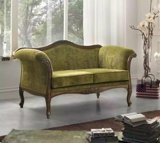 JVmoebel 2-Sitzer Grün Sofa 2 Sitzer Textil Holz Polster Couch Design Luxus günstig online kaufen