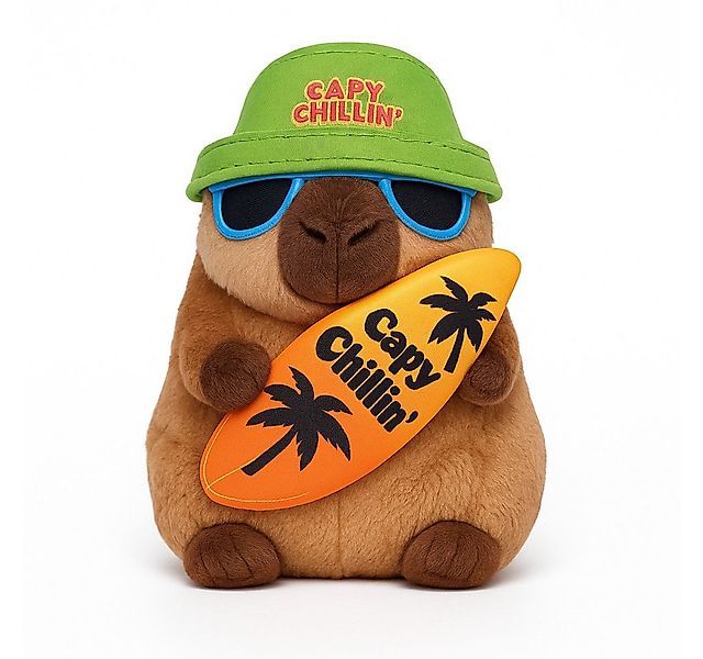 soma Kuscheltier Capybara Plüschtier Kuscheltier 25cm mit Surfbrett Spruch günstig online kaufen