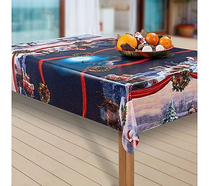 laro Tischdecke Wachstuch-Tischdecken Abwaschbar Weihnachtsmann Nordpol rec günstig online kaufen