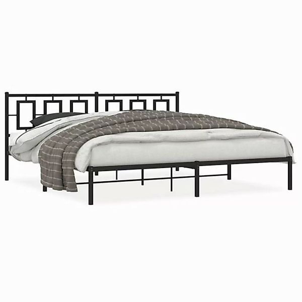 vidaXL Bettgestell, Bettrahmen mit Kopfteil Metall Schwarz 193x203 cm günstig online kaufen