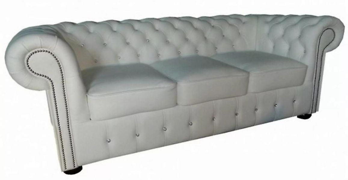 Casa Padrino Chesterfield-Sofa Chesterfield Echtleder 3er Sofa in weiß mit günstig online kaufen
