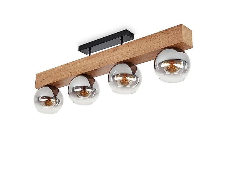 hofstein Deckenleuchte »Canove« Deckenlampe, Metall/MDF/Glas, Schwarz/Holzo günstig online kaufen