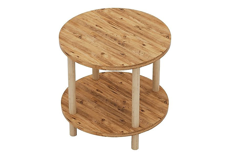 en.casa Beistelltisch, »Ves« mit unterer Ablage 49 x Ø42 cm Holzoptik günstig online kaufen