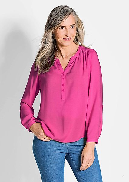 GOLDNER Schlupfbluse Langarm Businessbluse mit V-Ausschnitt günstig online kaufen