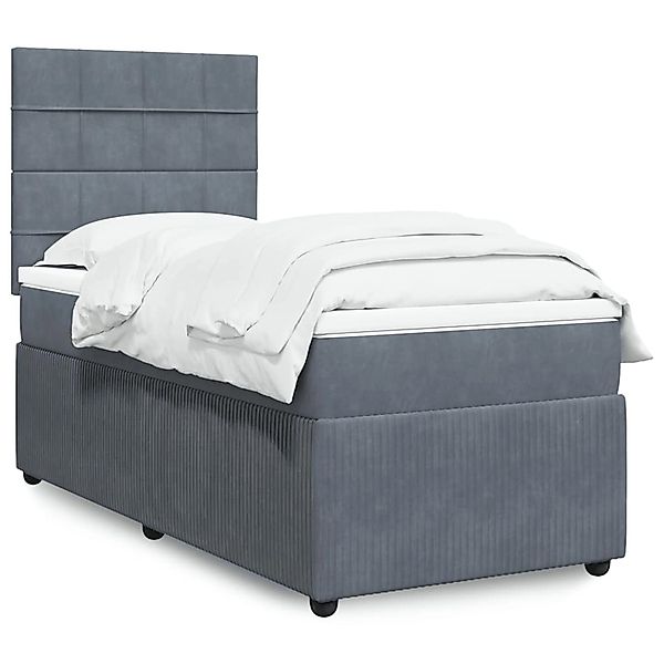 vidaXL Boxspringbett mit Matratze Dunkelgrau 90x200 cm Samt 3294539 günstig online kaufen