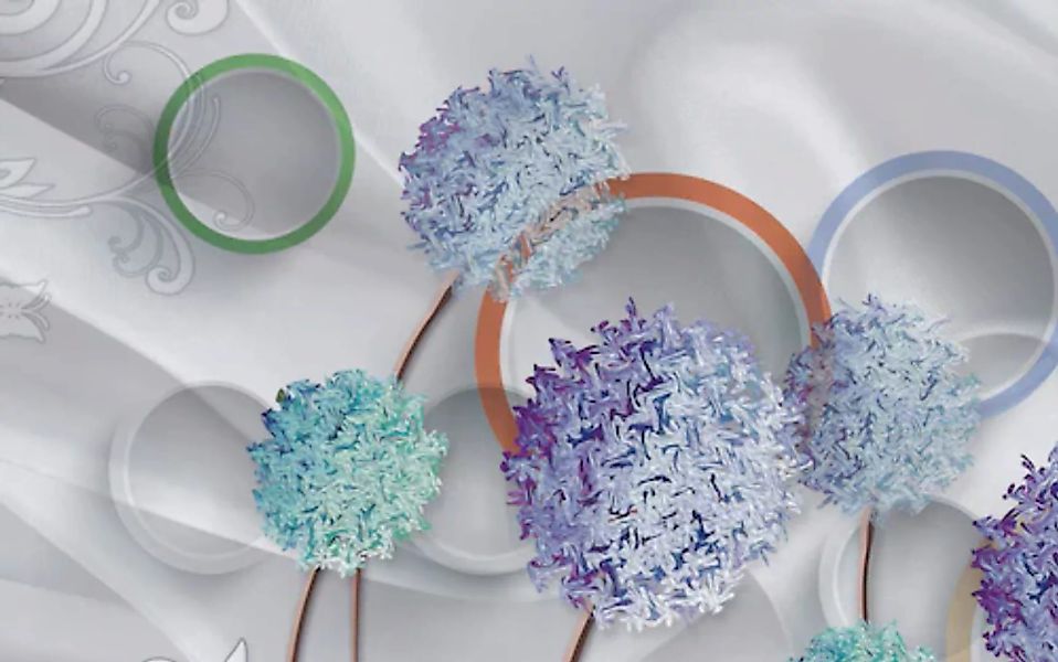 Papermoon Fototapete »Muster mit Blumen und Ringen« günstig online kaufen