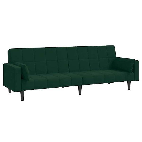 vidaXL Schlafsofa 2-Sitzer mit 2 Kissen Dunkelgrün Samt 375849 günstig online kaufen