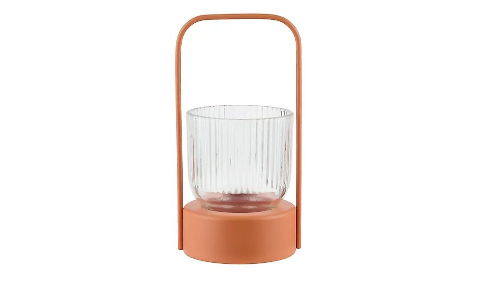 HOME STORY Windlicht   ¦ orange ¦ Eisen,Glas ¦ Maße (cm): H: 20  Ø: 10.5 Ac günstig online kaufen