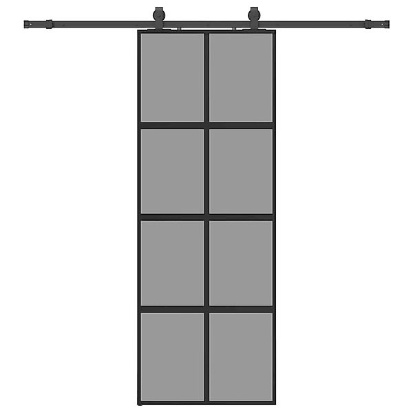vidaXL Schiebetür mit Beschlag Schwarz 76x205 cm Hartglas 3375895 günstig online kaufen