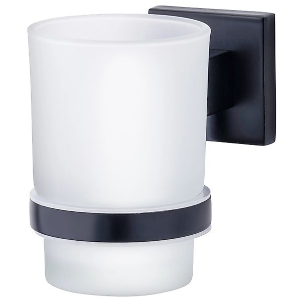 Fackelmann Glas mit Halter New York Schwarz günstig online kaufen