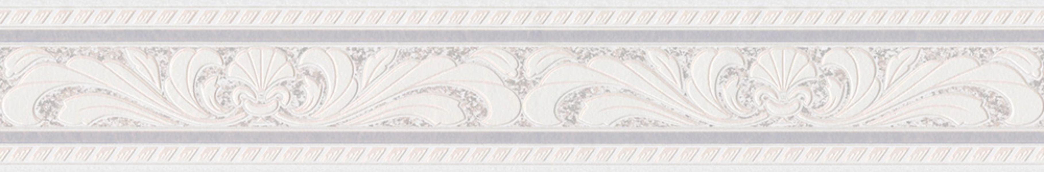 Bricoflor Ornament Wandbordüre in Weiß und Grau Papierbordüre im Barock Sti günstig online kaufen