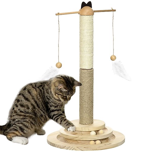PawHut Kratzbaum Katzenbaum mit Ballspielzeug, Sisalsäule, günstig online kaufen