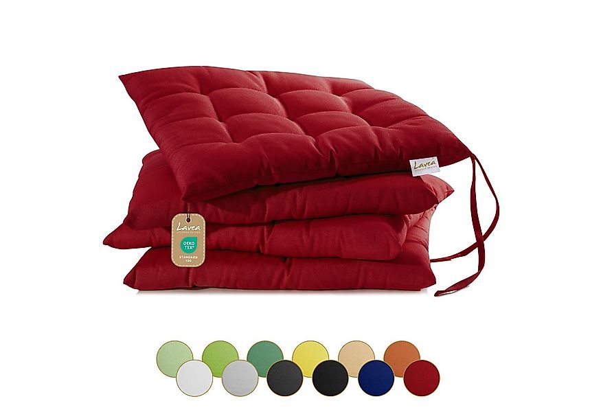 Lavea Stuhlkissen MONACO, Sitzkissen 4er Set – 40x40 cm, mit Stoffbändern, günstig online kaufen