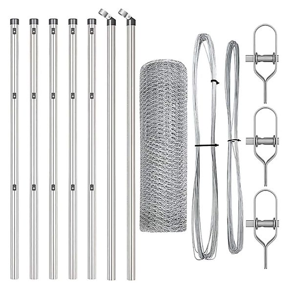 vidaXL Zaunpfosten Silber 10 x 0,6 m 13 mm Maschen Stahl 3352910 günstig online kaufen