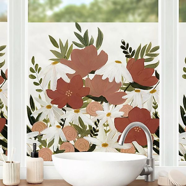 Fensterfolie Blumenvielfalt in Rosa und Weiß I günstig online kaufen