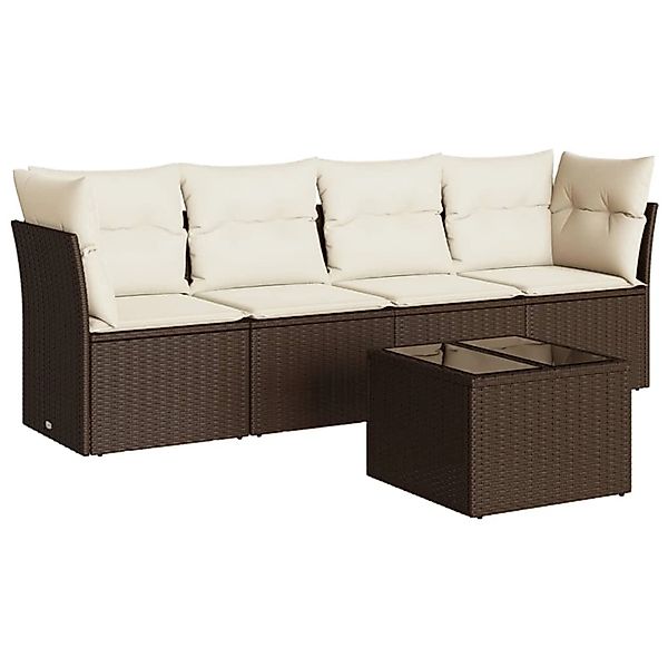 vidaXL 5-Tlg Garten-Sofagarnitur mit Kissen Braun Poly Rattan 3249082 günstig online kaufen