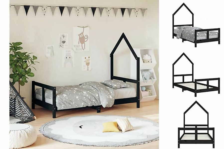 vidaXL Kinderbett Kinderbett Schwarz 80x160 cm Massivholz Kiefer günstig online kaufen