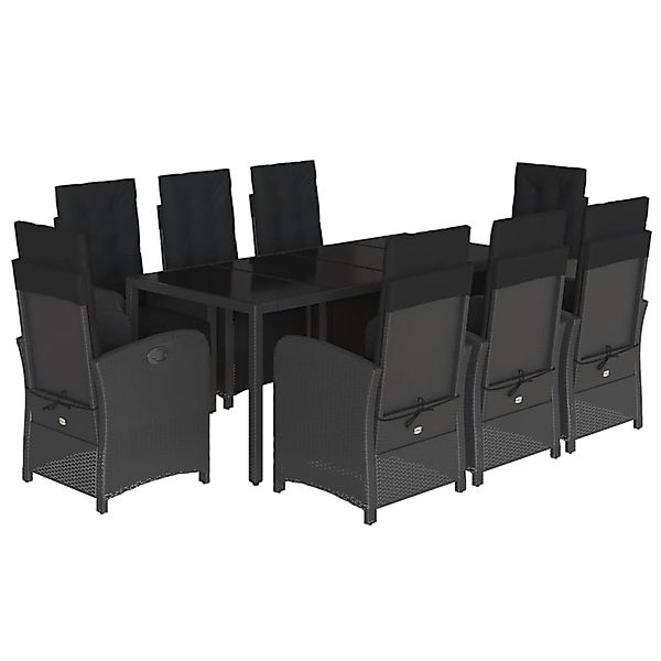 vidaXL 9-Tlg Garten-Essgruppe mit Kissen Schwarz Poly Rattan 3212461 günstig online kaufen