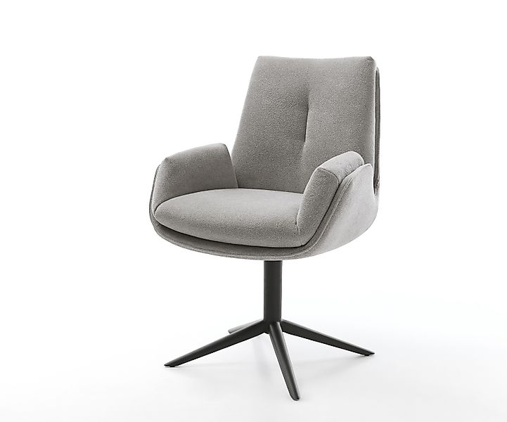 Drehstuhl Clea-Flex Strukturstoff Soft Grau Fußkreuz Schwarz 360° drehbar W günstig online kaufen