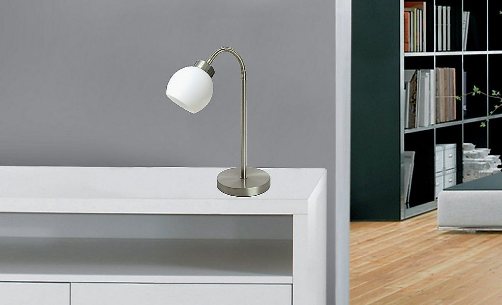 TRANGO LED Tischleuchte, 2017-00 LED Schreibtischlampe in Nickel matt mit s günstig online kaufen