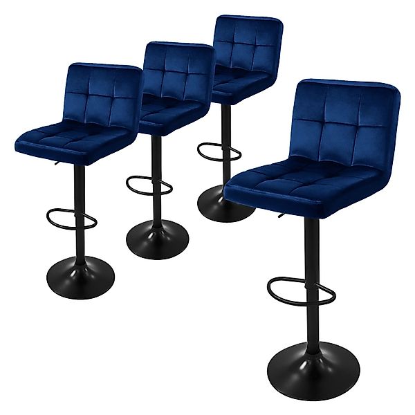 ML-Design Barhocker 4Er Set Bezug aus Samt Blau Gepolsterter Drehbar günstig online kaufen