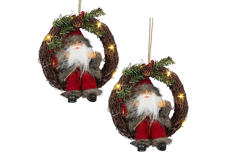Christmas Paradise Weihnachtsmann im Kranz mit LED-Beleuchtung (Dekofiguren günstig online kaufen