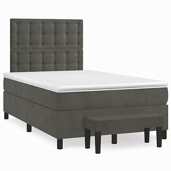 furnicato Bett Boxspringbett mit Matratze Dunkelgrau 120x200 cm Samt (1-tlg günstig online kaufen