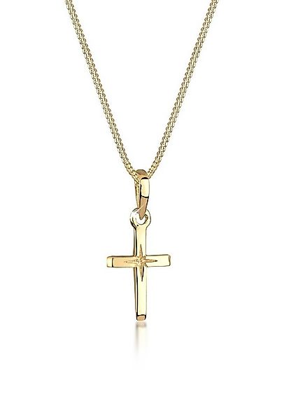 Elli Kette mit Anhänger Kreuz Religion Stern Details 925 Silber, Kreuz günstig online kaufen