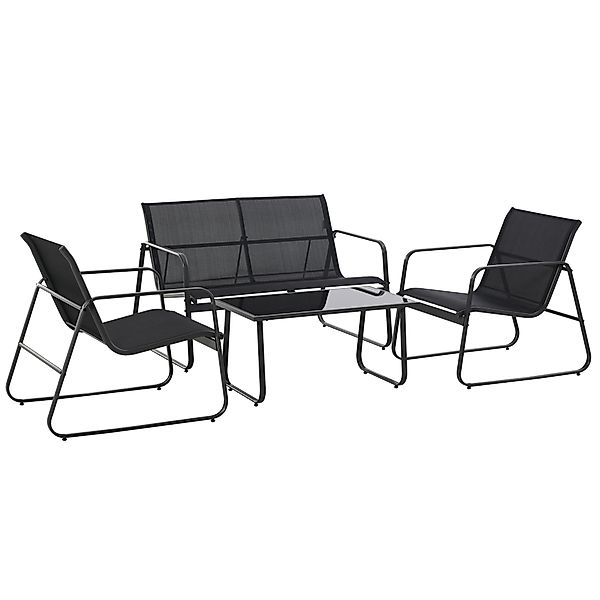 Outsunny Set Tisch mit Bank und 2 Stühlen für den Garten, Gartenmöbel-Set a günstig online kaufen