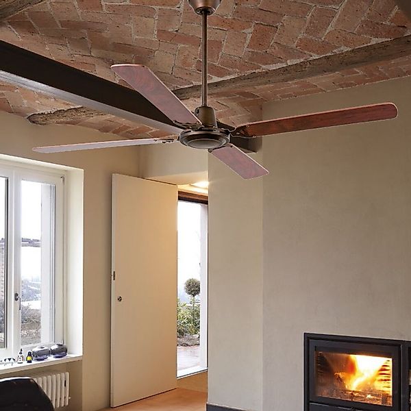 Rustikaler Faro Deckenventilator Malvinas in dunkelbraun günstig online kaufen