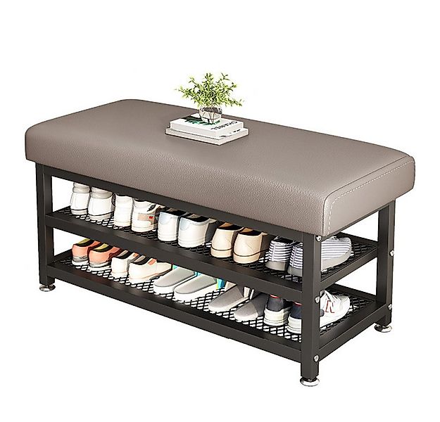 NUODWELL Schuhbank Schuhregal mit Sitzbank, Schuhbank Metall mit 2 ablagen günstig online kaufen