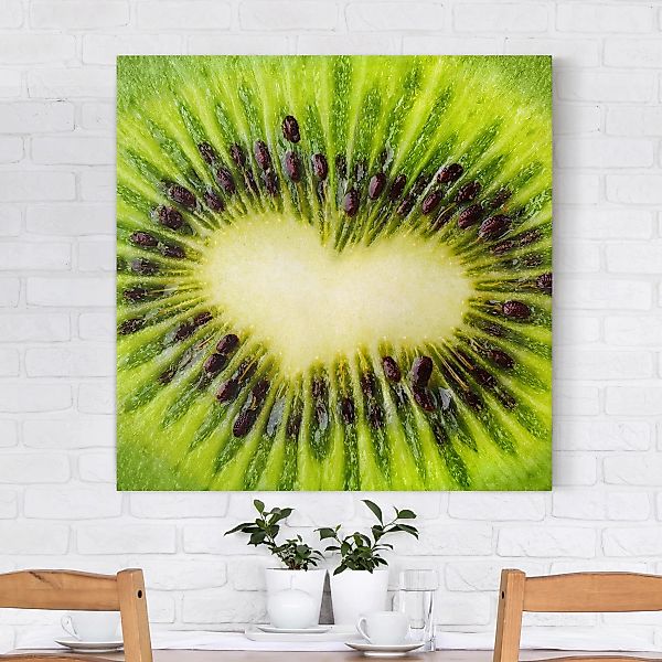 Leinwandbild - Quadrat Kiwi Heart günstig online kaufen