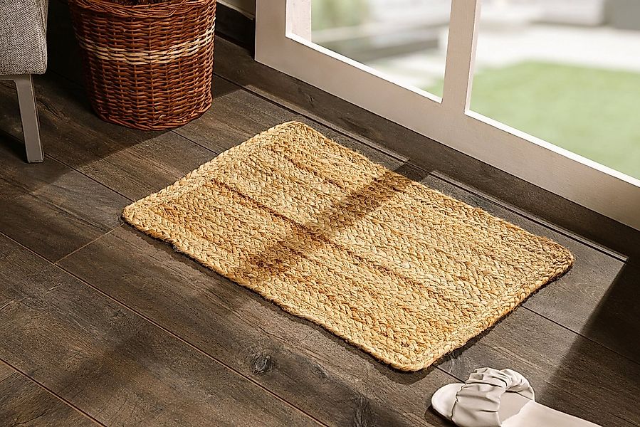 Spetebo Sofaläufer Jute Teppich natur, rechteckig / 60 x 40 cm, Höhe: 1 mm, günstig online kaufen