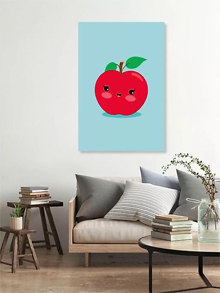 Poster / Leinwandbild - Apfel – Illustration Für’s Kinderzimmer günstig online kaufen