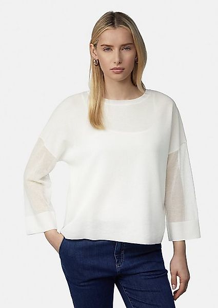 Comma Langarmshirt Semi-transparentes Feinstrickshirt mit verkürzten Ärmeln günstig online kaufen